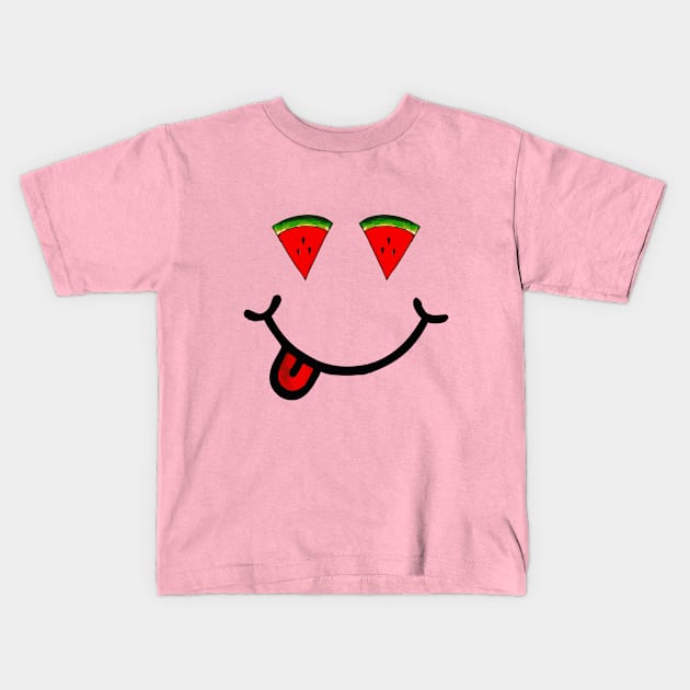 Watermelon & Smile (in the shape of a face) Kids T-Shirt by Tilila